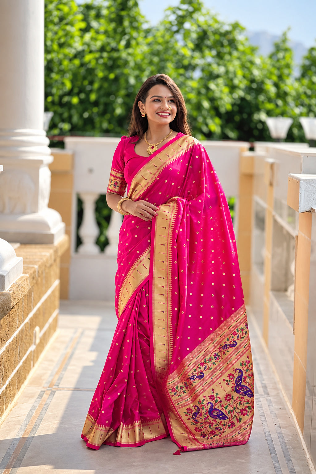 gulaabi paithani saree