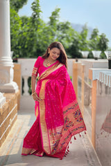 pink paithani banarasi silk saree