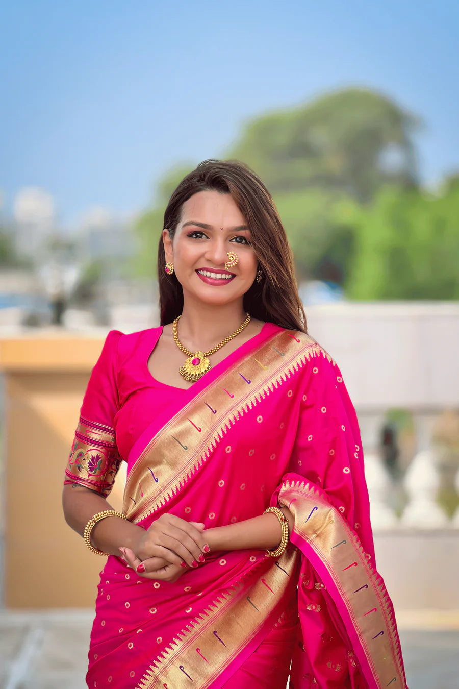 geometric border paithani saree