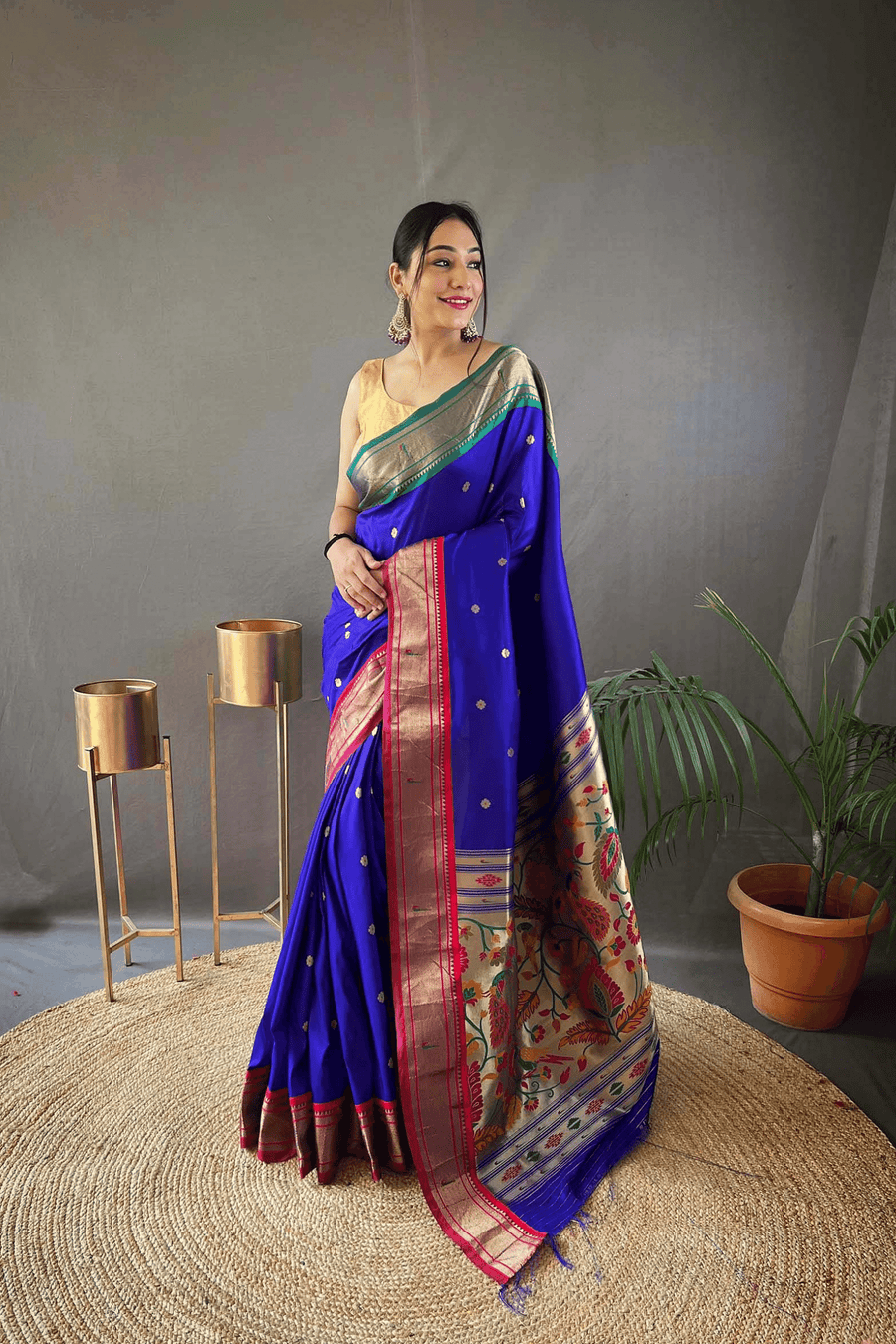Blue Ready to Wear Kamal Paithani Saree