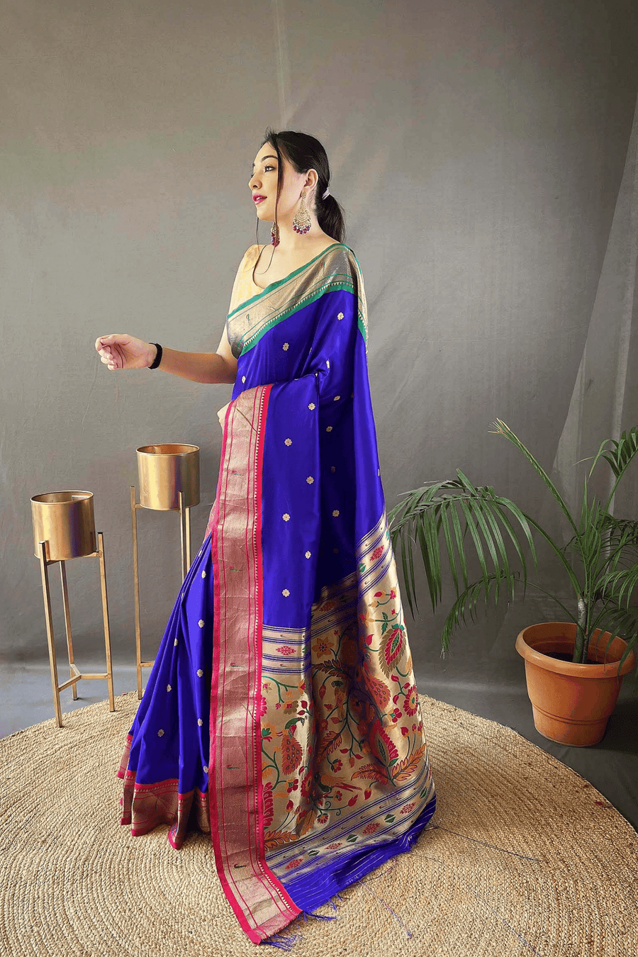 Blue Ready to Wear Kamal Paithani Saree