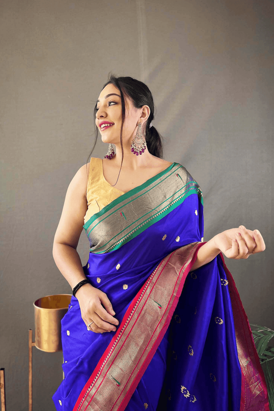 Blue Ready to Wear Kamal Paithani Saree