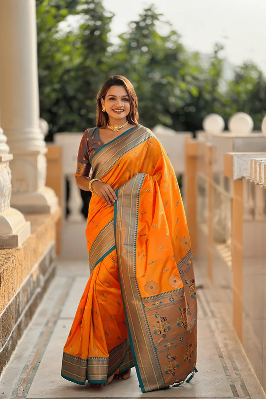 raw silk paithani saree