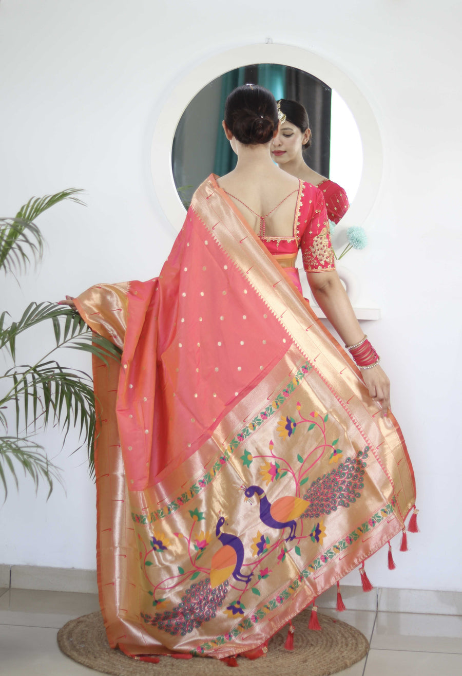 stitched pleats paithani saree
