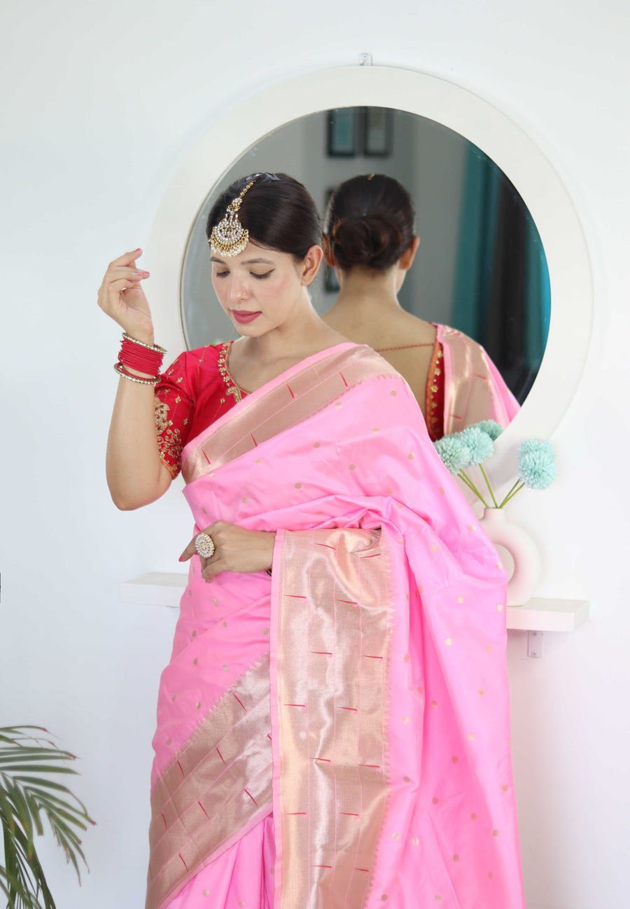 stitched pleats paithani saree