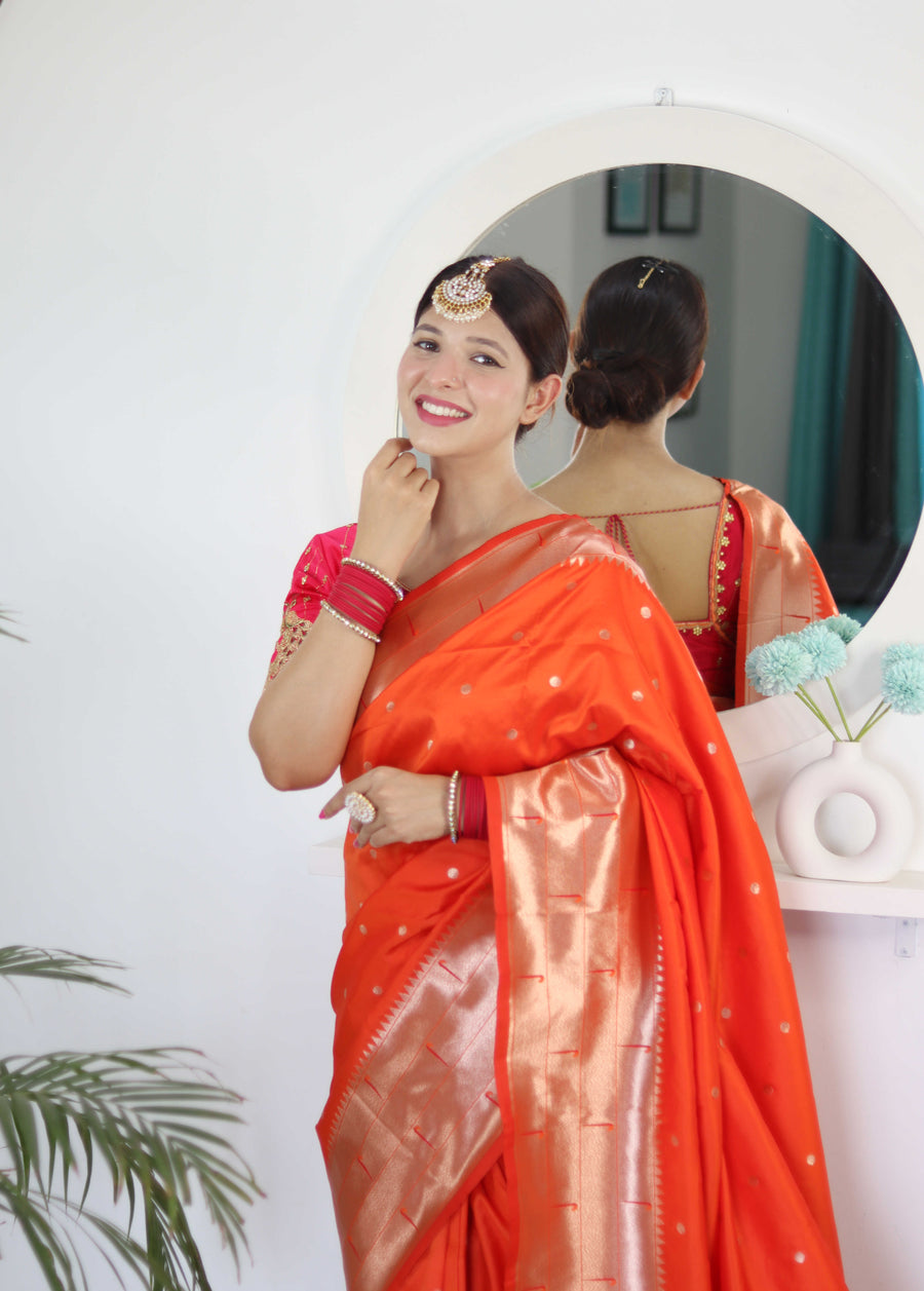 stitched pleats paithani saree