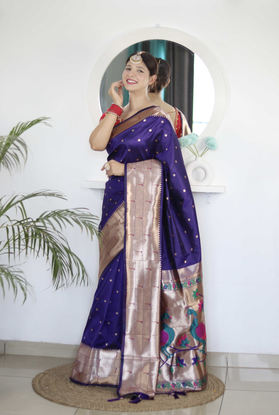 stitched pleats paithani saree