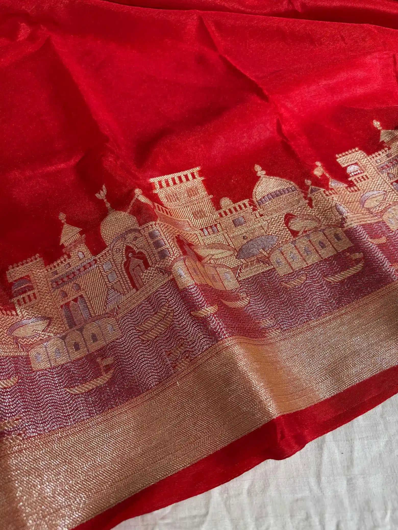 red Banarasi saree
