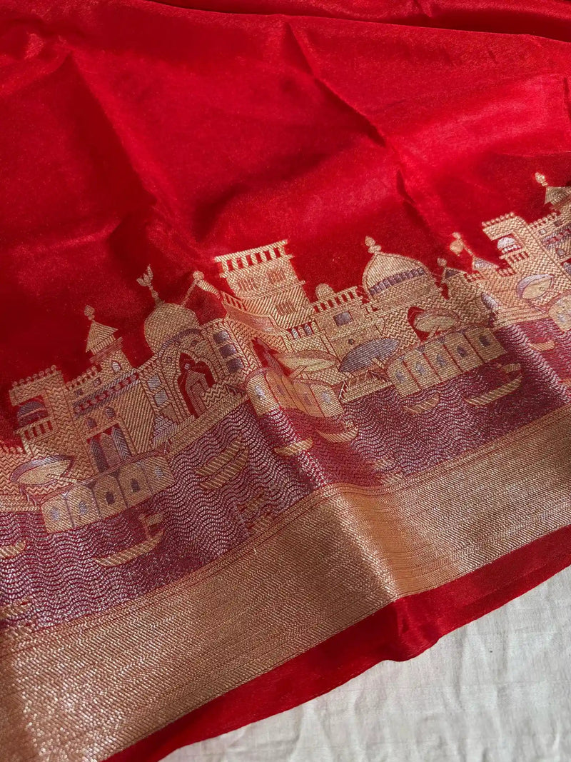red Banarasi saree