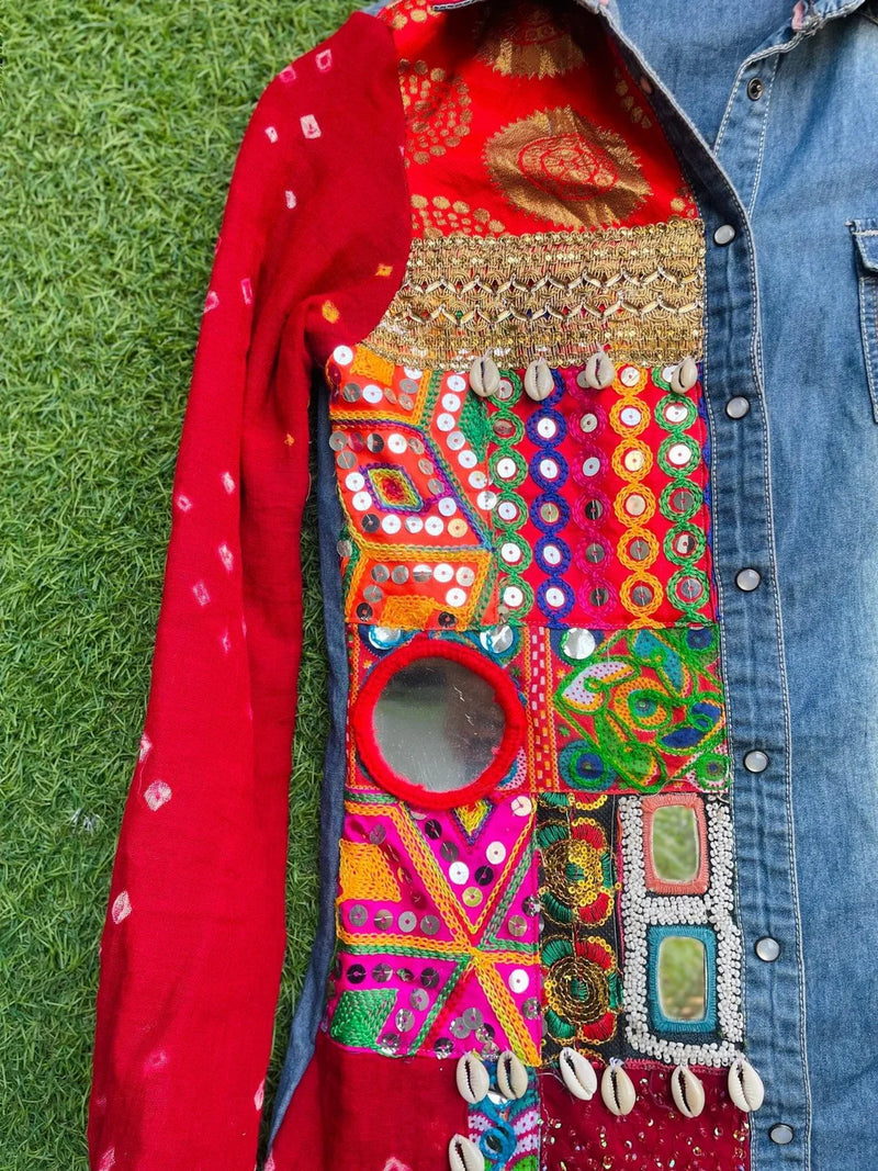 Red half &half shirt Navratri and Diwali