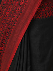 Red Black Bengal Jamdani Handloom Saree
