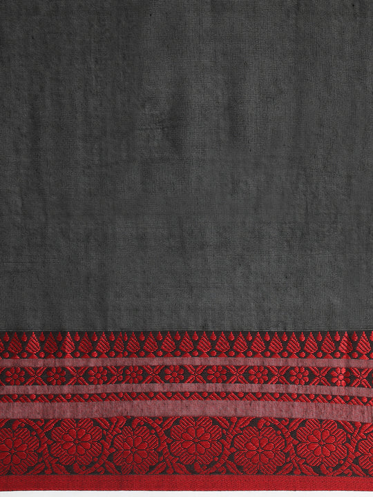 Red Black Bengal Jamdani Handloom Saree