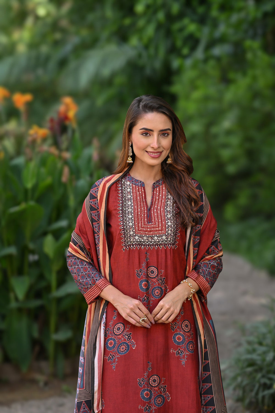 Cotton silk pants with muslin kurta