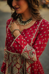 Red buti embroidery kurta
