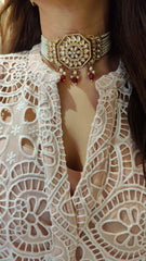 Red Drop Kundan Choker Set