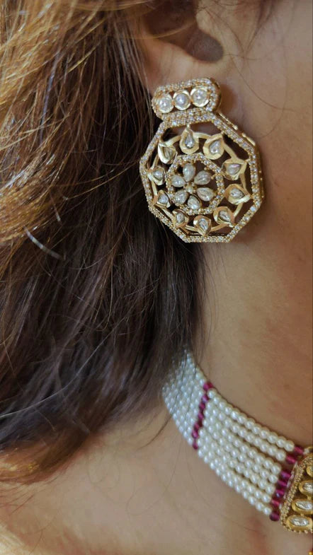 Red Drop Kundan Choker Set