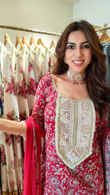 Red Drop Kundan Choker Set