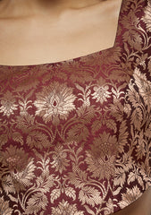 Floral brocade fabric blouse