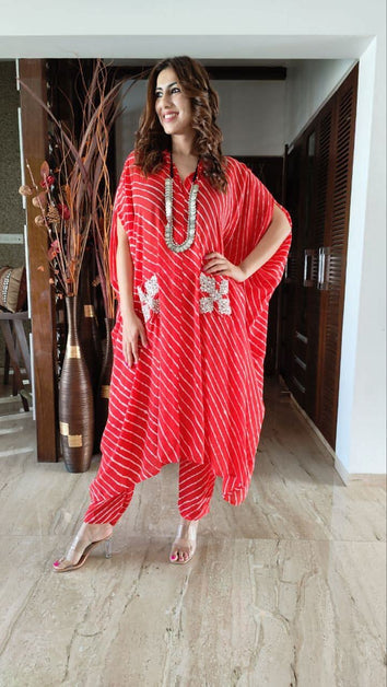 red coord set for brunch and travel
