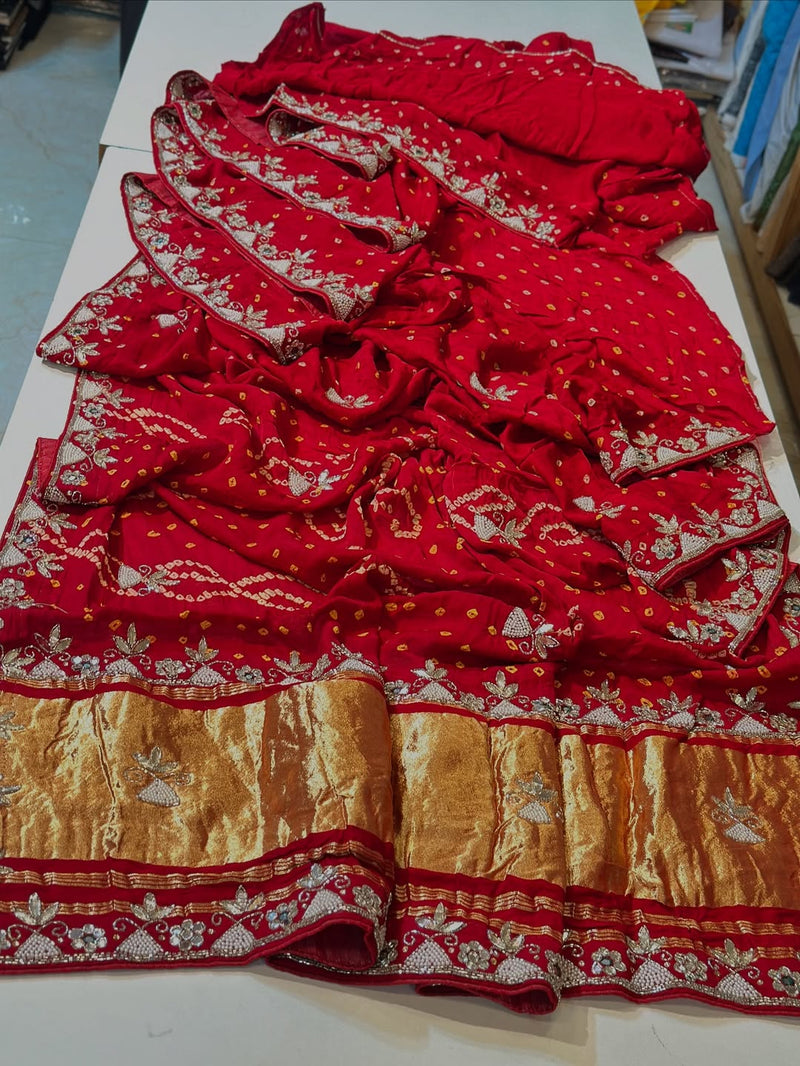 Red Bandhani saree