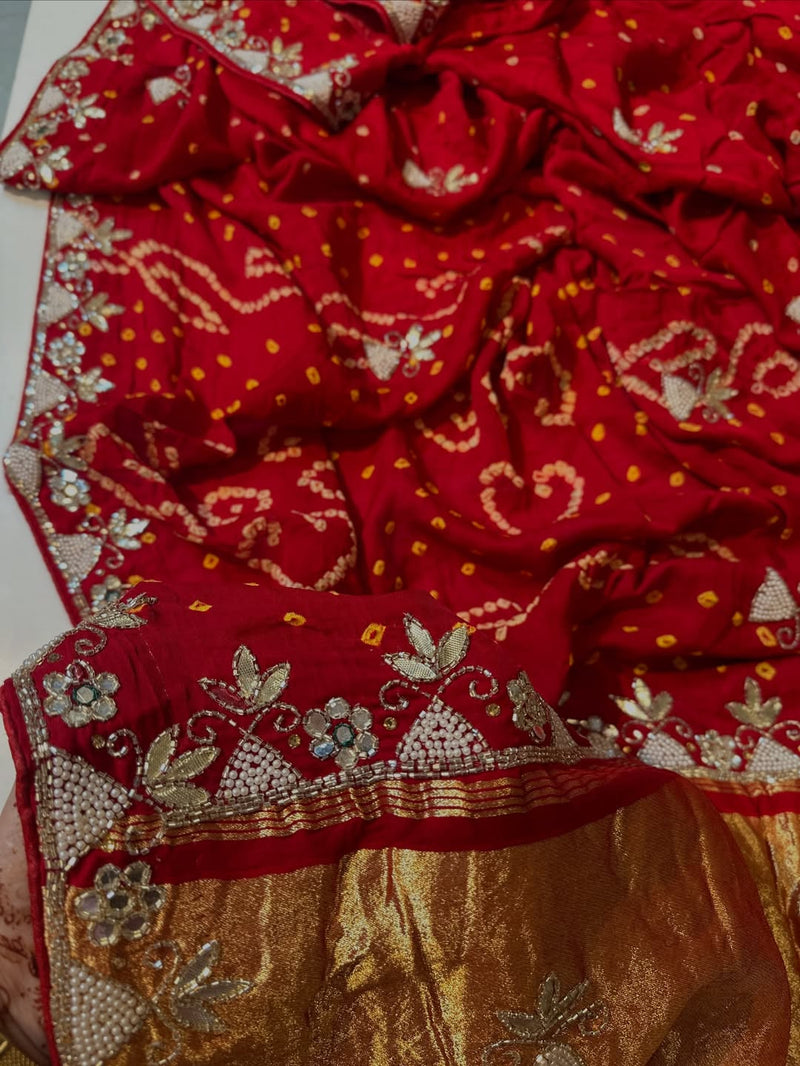 Red festive saree