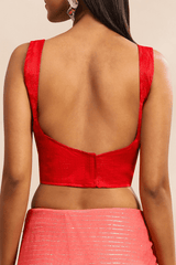 Red Readymade Plain Blouse