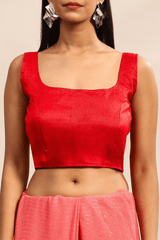 Red Readymade Plain Blouse