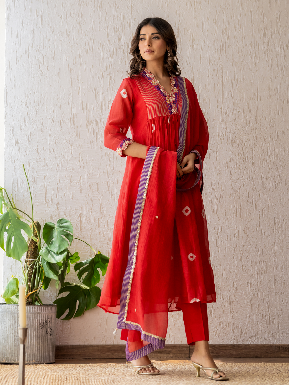 Red Scarlet Anarkali Set