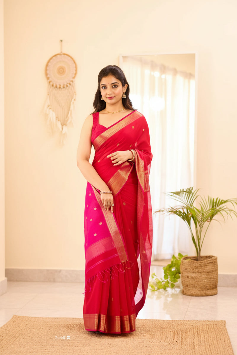 Maheshwari Silk Handloom Cotton Saree