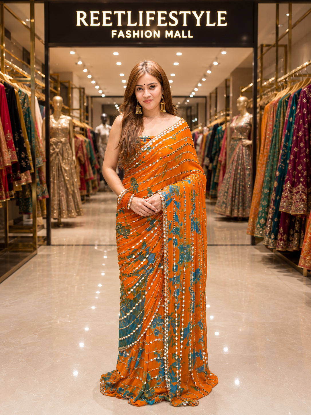 Premium Bandhej Handwork Pure Chiffon Saree