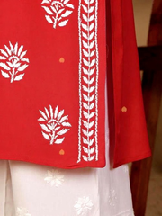 Rayon Long Chikankari Straight Kurti