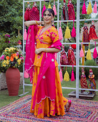 Ritu Orange Pink Tie-Dye Sharara Set