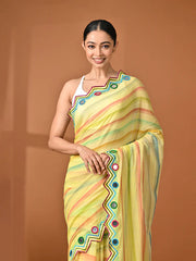 Yellow Mulmul Cotton Saree
