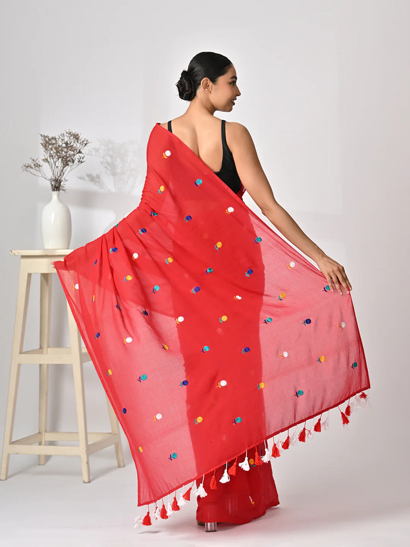 Breathable embroidered saree