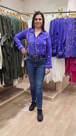 Bandhani Purple Modal Silk Shirt