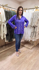 Bandhani Purple Modal Silk Shirt