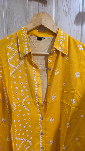 Modal Silk Yellow Bandhani Shirt