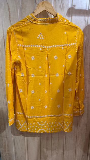 Modal Silk Yellow Bandhani Shirt