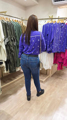 Bandhani Purple Modal Silk Shirt