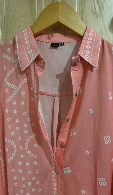 Bandhani Peach Modal Silk Shirt