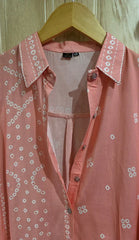 Bandhani Peach Modal Silk Shirt