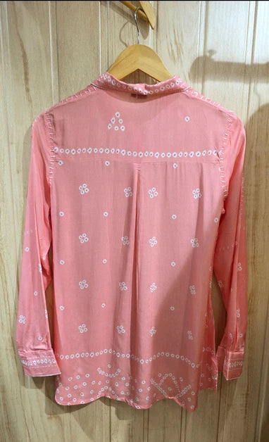Bandhani Peach Modal Silk Shirt
