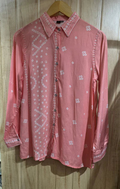 Bandhani Peach Modal Silk Shirt