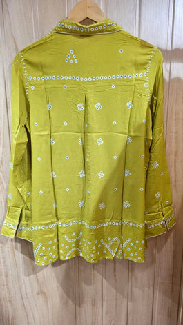 Bandhani Green Modal Silk Shirt