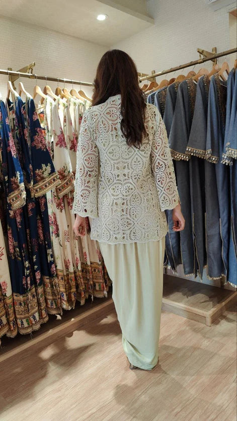 Pink Cutwork Kurta Dhoti Set