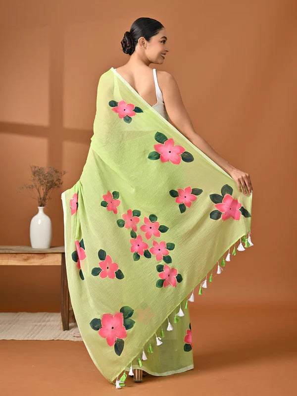 Floral cotton saree for weddings