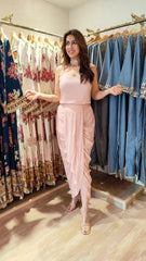 Pink Cutwork Kurta Dhoti Set