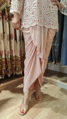 Pink Cutwork Kurta Dhoti Set