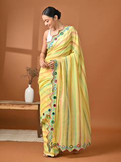 Mirror work festive saree