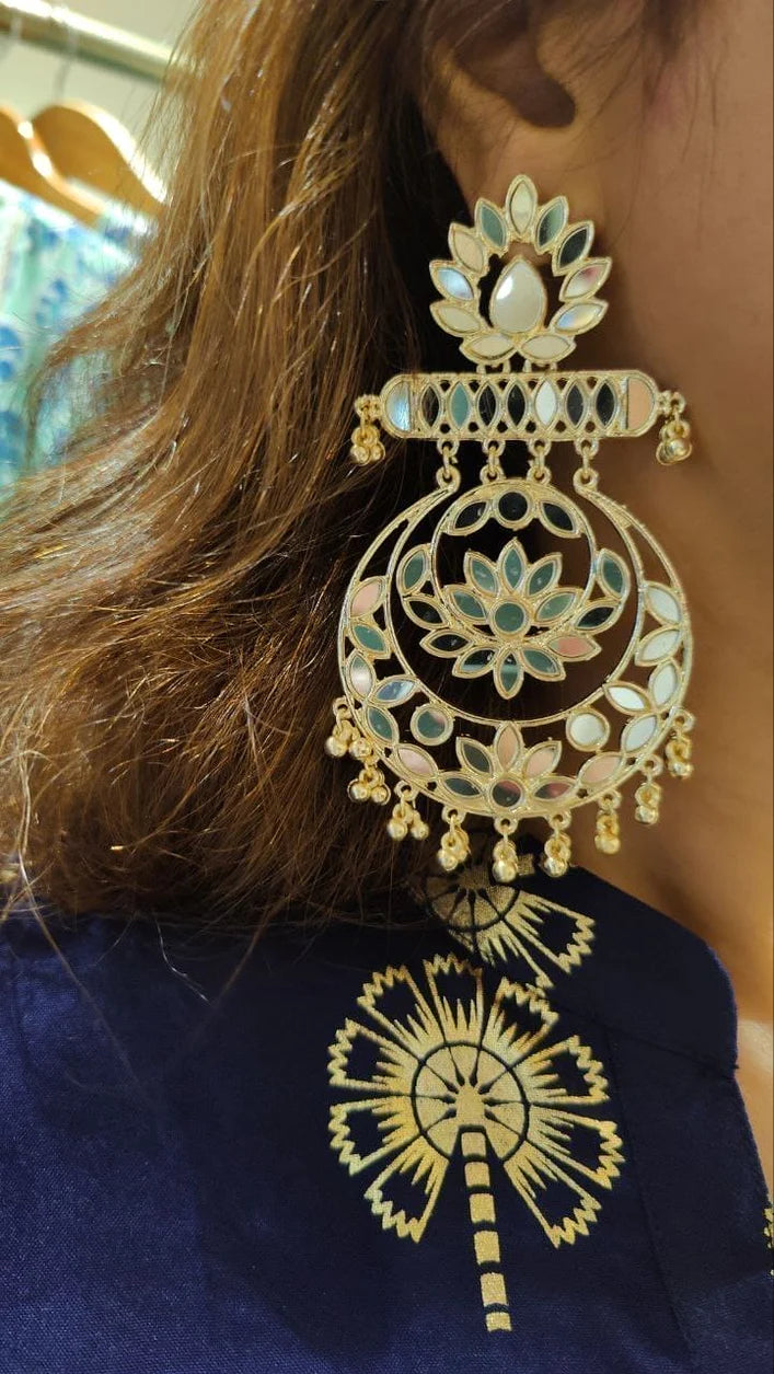 Gold Blue Kurta Dhoti Skirt